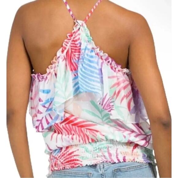NWOT Ramy Brook Jules Multicolor Tropical Print Women's Halter Top - size Medium - Picture 2 of 13